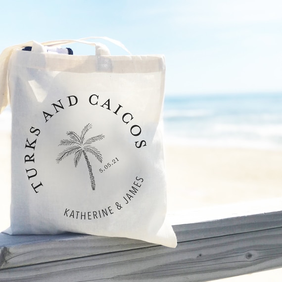Destination wedding beach bags, personalized wedding welcome bags