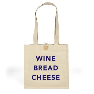 Wine Bread Cheese Tote Bag / Reusable Bag / Shopping Bag / Shopper / Eco Friendly / Market Tote / Hostess Gift image 4