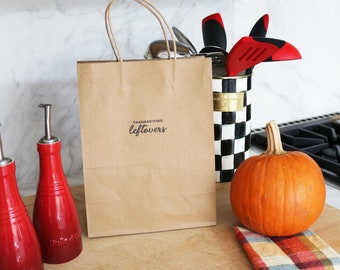 Thanksgiving Leftovers Bag, Thanksgiving Gift Bag, Leftovers Paper Bag