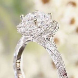 Stunning Round Cut Moissanite Diamond Ring, Twisted Style Shank Engagement Wedding Promise Ring for Womens, Valentine Gift For Girlfriend