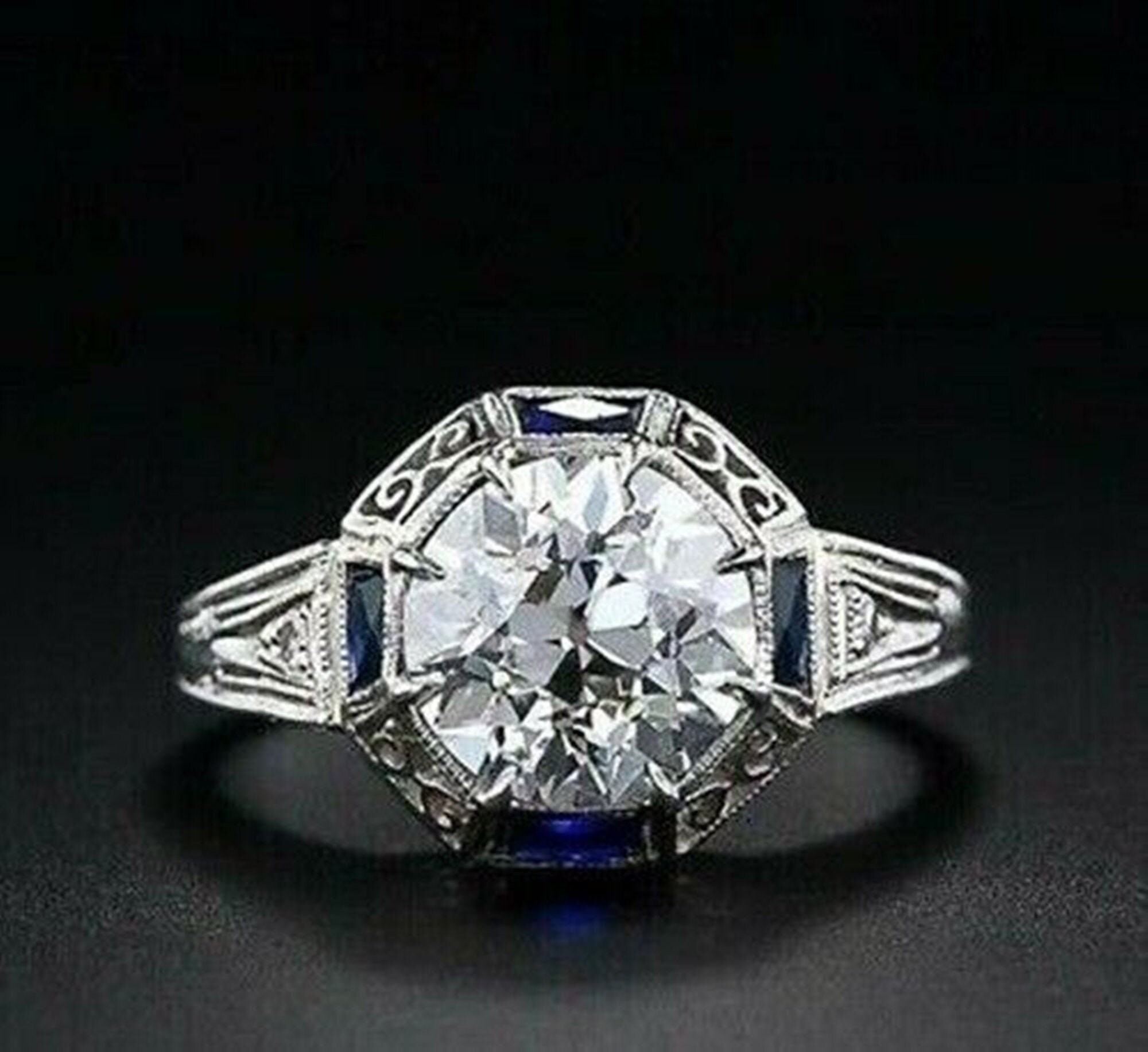 Alter Europäischer Diamant Art Deco Vintage Ring / Blauer | Etsy