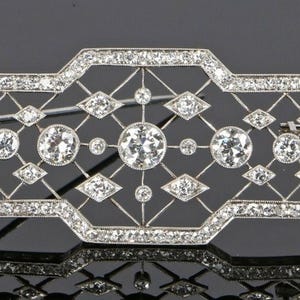 Openwork Filigree Brooch, Milgrain Bezel Set Old European Cut Moissanite Diamond Brooch, Victorian Art Deco Brooch, Women&#39;s Edwardian Brooch