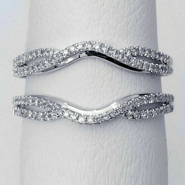 0.52CT Round Cut Moissanite Diamond Ring, Enhancer Guard Ring, Gap Ring, Wedding Bridal Ring, 14k White Gold Proposal Ring, Birthday Gift