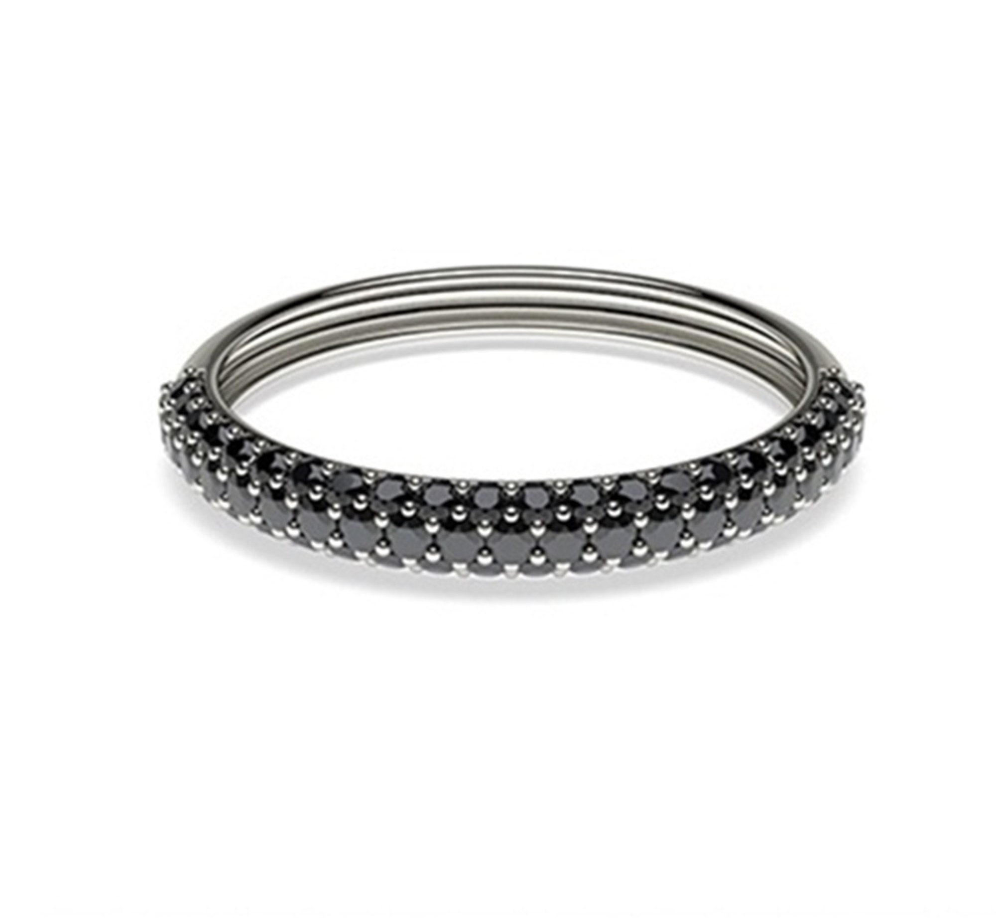Charming Black Pave Round Moissanite Diamond Half Eternity Band Ring for Womens, Daily Wear Ring, Graduation Anniversary gift for her