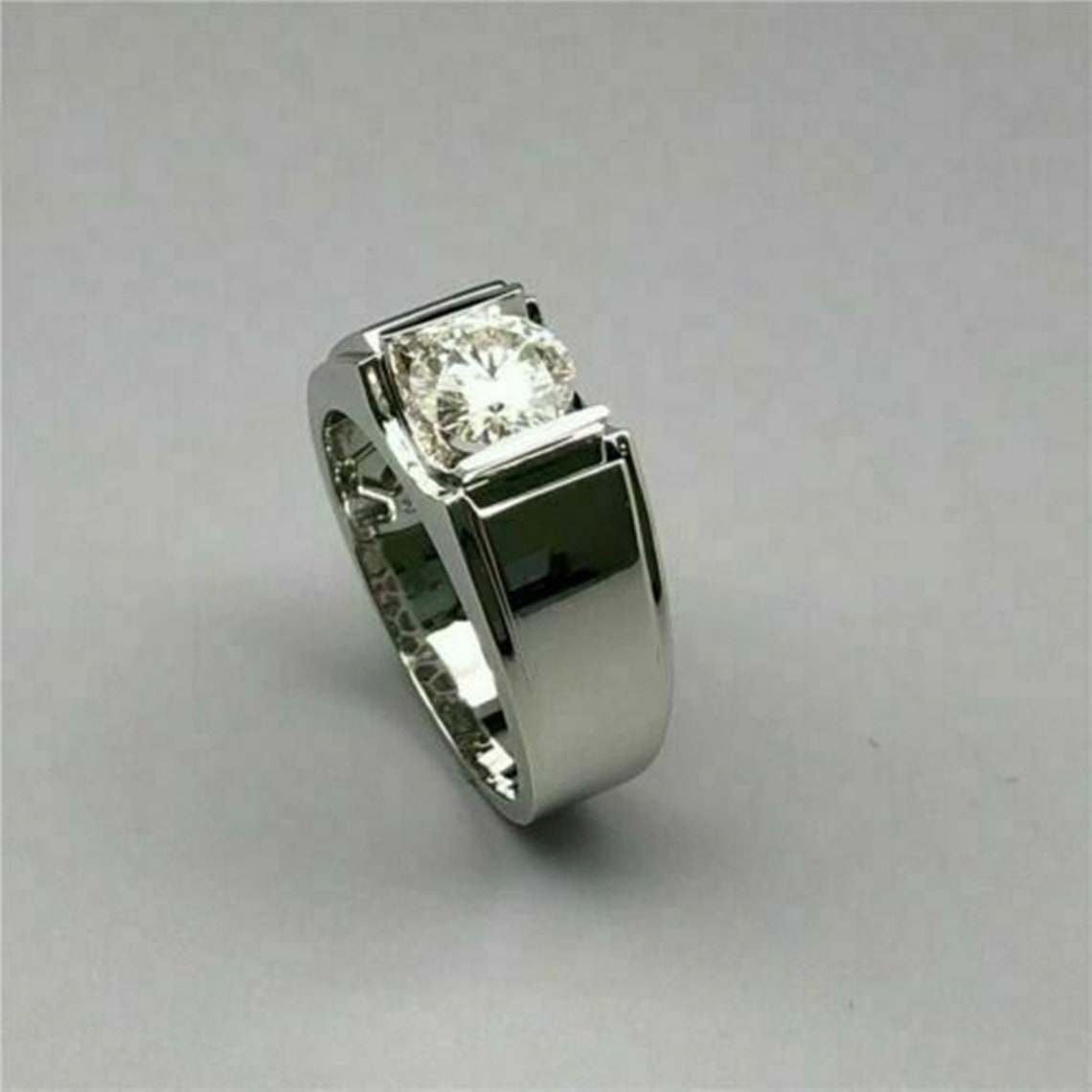 Men's Round Diamond Solitaire Ring / Proposal Ring For Him Etsy