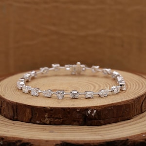 Klassieke Moissaniet-diamantarmband met meerdere vormen, tennisarmband voor huwelijkscadeau, sierlijke minimalistische armband, verlovingsvoorstel cadeau