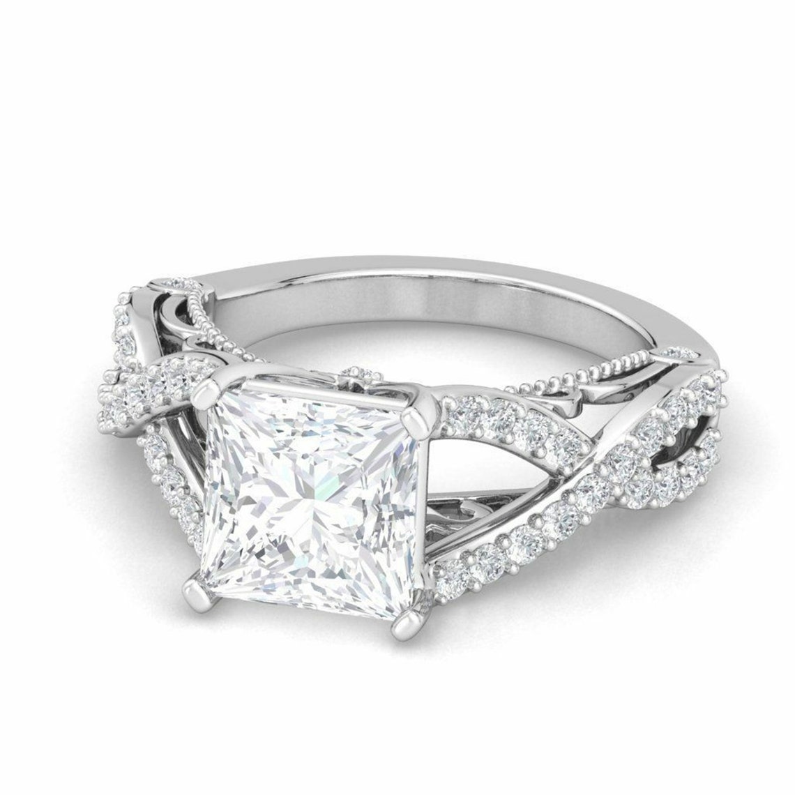 PreEngagement Diamond Ring / Cross band Diamond Ring / Etsy