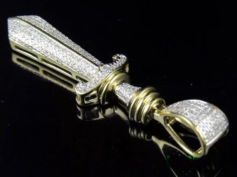 Sword Charm Round Cut Diamond Pendant Men/'s Diamond Pendant Unique Party Wear Diamond Pendant Birthday Gift Pendant Occasion Pendant