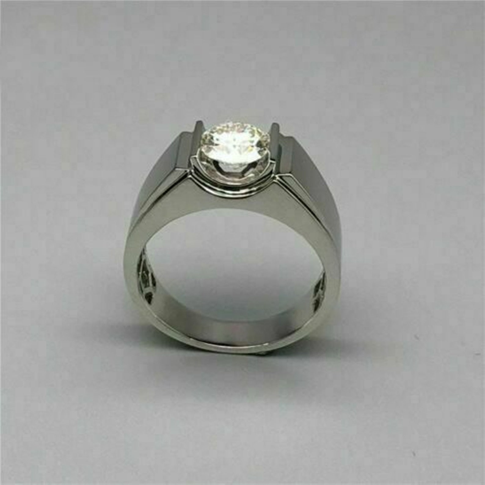 Men's Round Diamond Solitaire Ring / Proposal Ring For Him Etsy