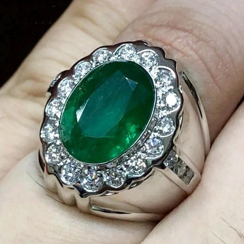 Green Oval Cut Halo Set Diamond Ring Gorgeous Wedding Diamond Ring For Women Anniversary Gift Diamond Ring Birthday Gift Diamond Ring