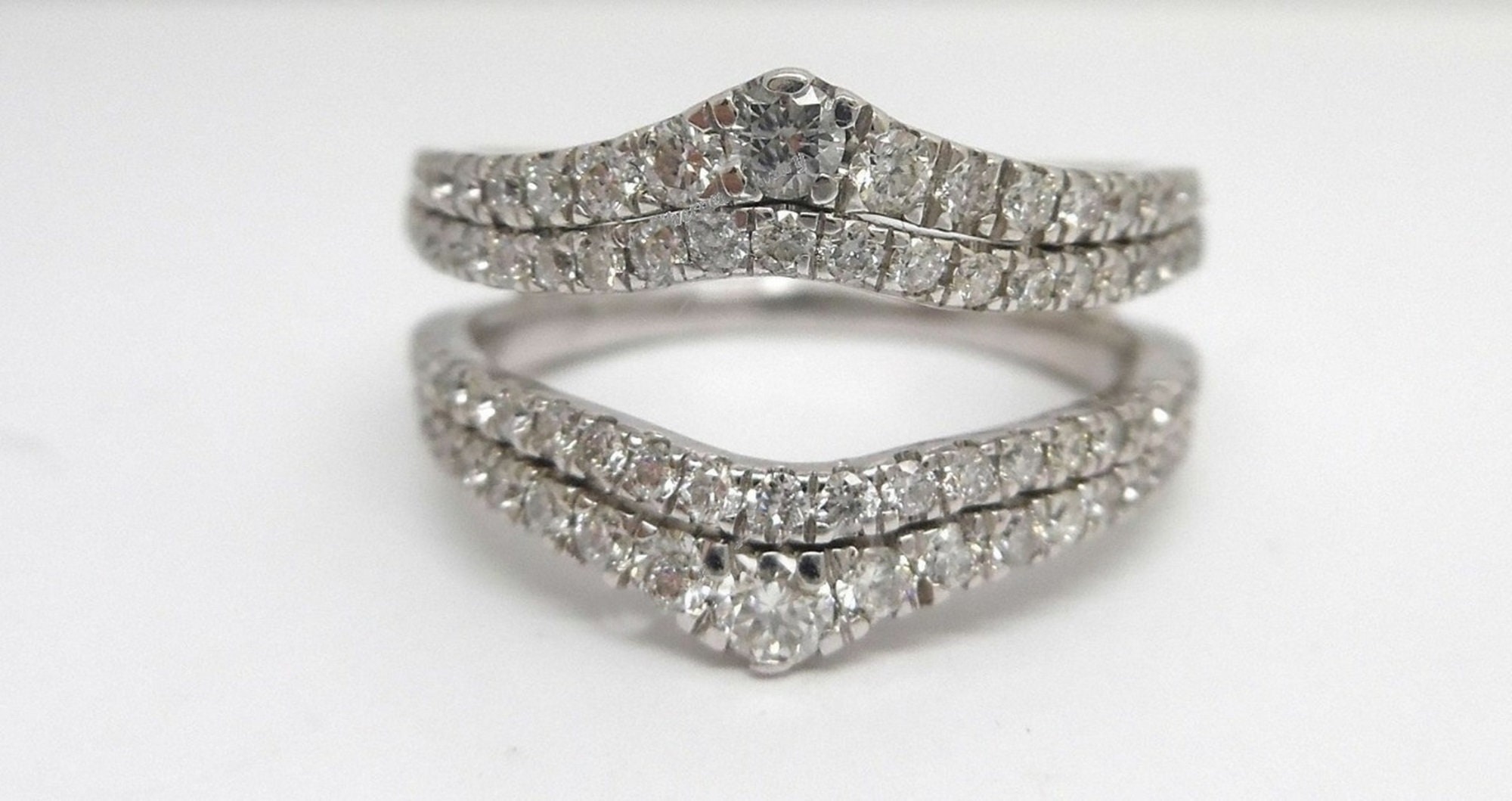 Enhancer Guard Ring Set/ Wrap Guard Band/Round Cut Diamond Etsy