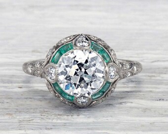 Old European Cut Diamond Ring, Women&#39;s Antique Jewelry, Bridesmaid Gift Ring, Christmas Gift For Mom, 14K Gold Mid-Century Ring, Retro Ring