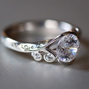 Runder Moissanit Diamant Ring, Damen täglich tragen Ring, Geburtstagsgeschenk für sie, Hochzeit Verlobungsring, Vorschlag Ring, Jubiläumsgeschenk
