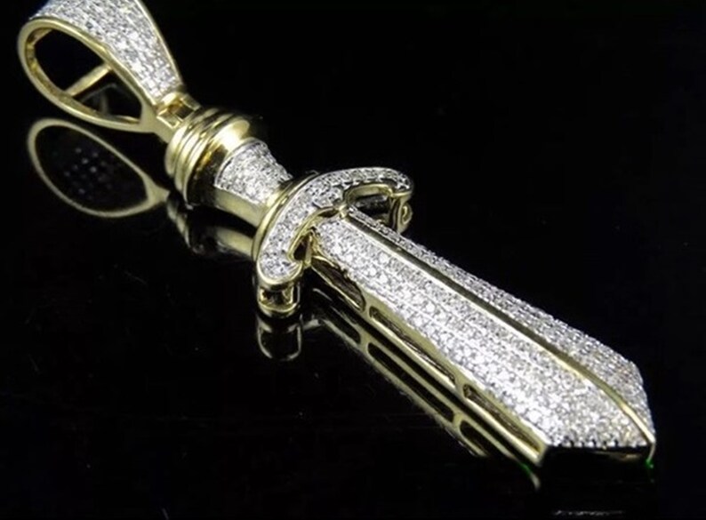 Sword Charm Round Cut Diamond Pendant Men/'s Diamond Pendant Unique Party Wear Diamond Pendant Birthday Gift Pendant Occasion Pendant