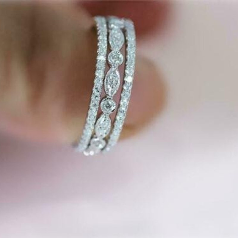 Adored Moissanite Zigzag Stacking Rings main image 0
