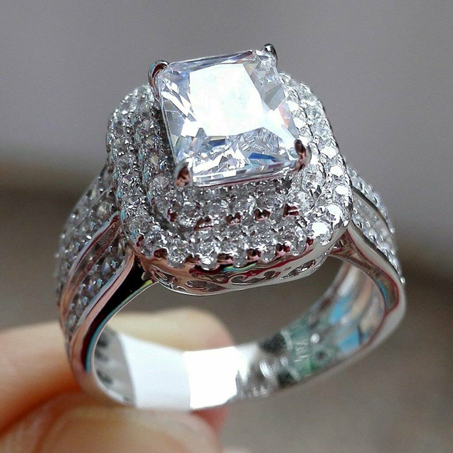 radiant cut diamond ring halo radiant cut diamond ring halo
