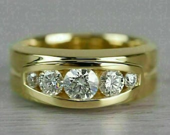 Tension Set Round Moissanite Diamond Ring, Unisex Daily Wear Ring, Promise Ring, 10/14/18K Gold Men-Women's Ring, Wedding Engagement Ring
