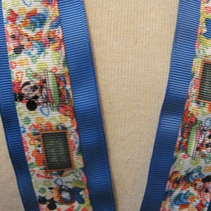 Disney Style Mickey and Minnie Teacher School Ribbon Lanyard 22" Key Badge Pin