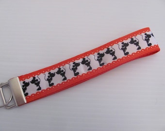 Disney Style Mickey and Minnie Mouse Wristlet Key Fob