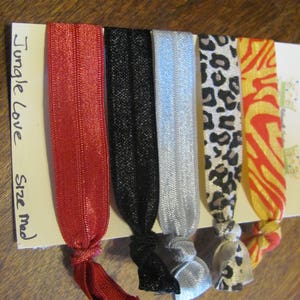 FOE Elastic Hair Ties, Pony Tail, Bun Holder, Bracelet, Jungle Love , Medium