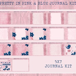 Pretty in Pink and Blue Junk Journal 5x7 Digital Download