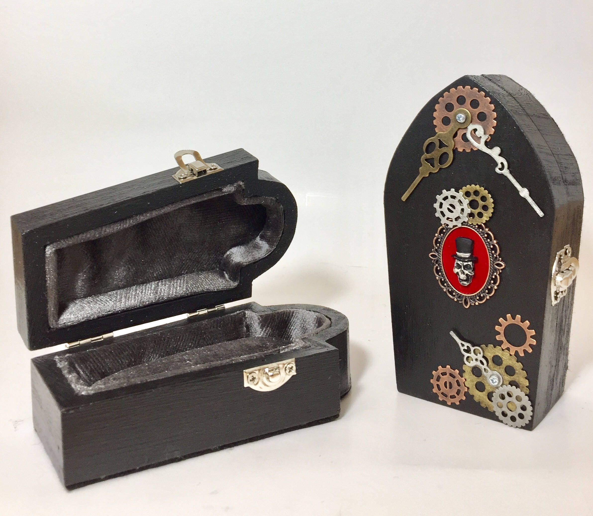 Caja de lápida de madera con forro de terciopelo opciones | Etsy