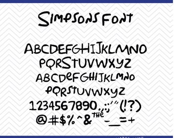 Simpsons Font (SVG, EPS, PNG, dfx) Cut Files for use with Silhouette, Cricut, & other Cutting Machines