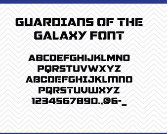 Guardians of the Galaxy Font (SVG, EPS, PNG, dfx) Cut Files for use with Silhouette, Cricut, & other Cutting Machines