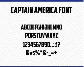 Captain America Font (SVG, EPS, PNG, dfx) Cut Files for use with Silhouette, Cricut, & other Cutting Machines