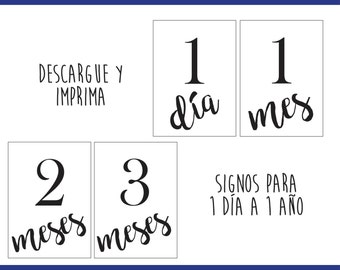 Printable Baby Milestones – Spanish Signs, 1 Day to 1 Year (Digital Download)