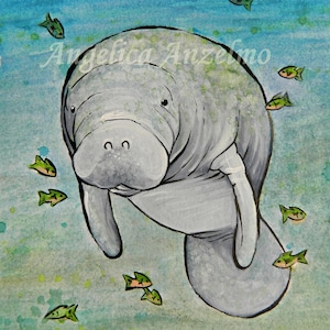 Manatee Painting Giclee Art Print