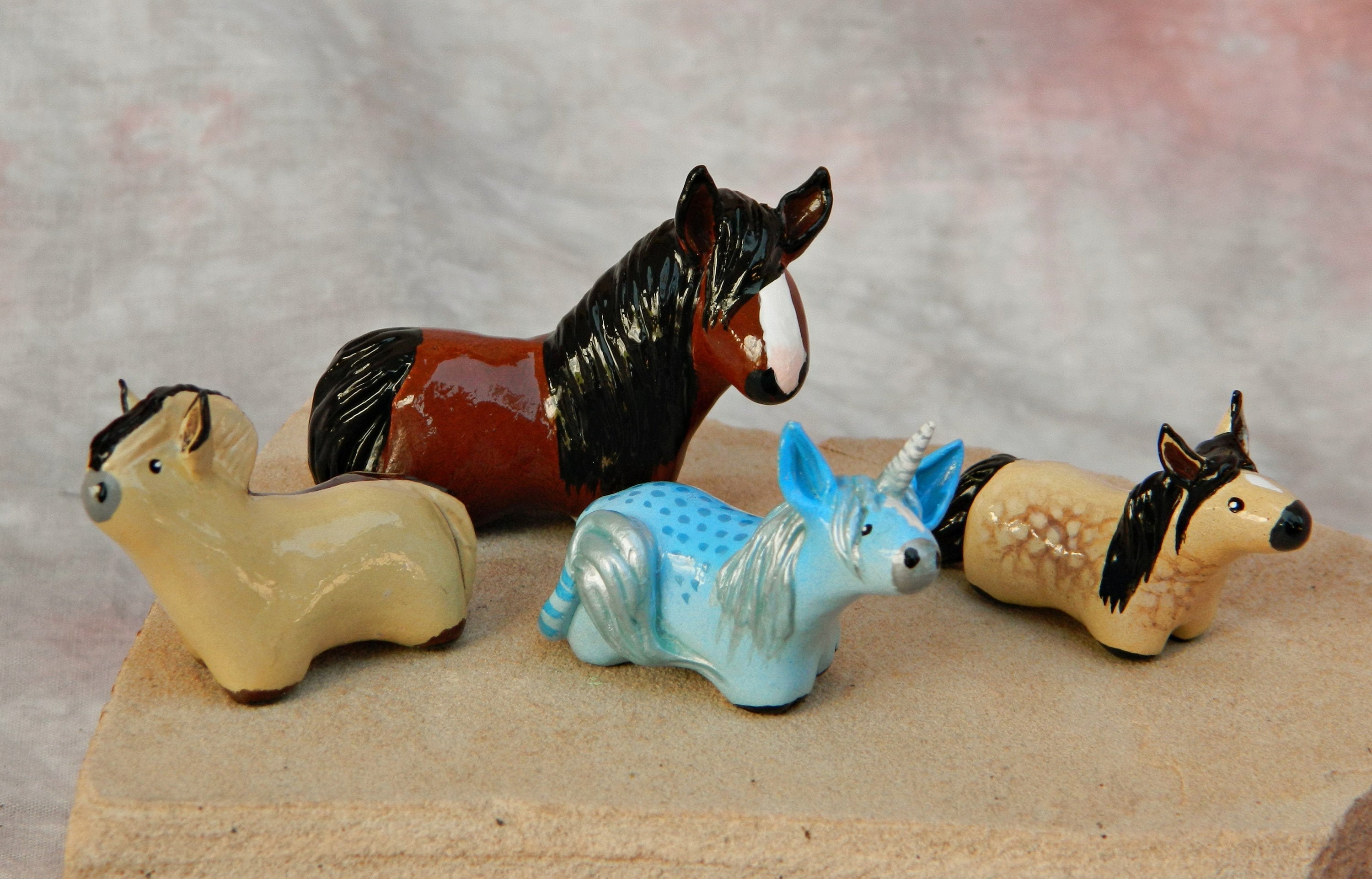 Small Clay Horse Sculptures One of a Kind Etsy