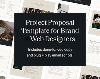 Plantilla de propuesta de proyecto para diseñadores web y de marca / Incluye textos y guiones de correo electrónico hechos para usted / InDesign + Microsoft Word