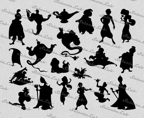 Silueta Genio Aladdin Png - Digital Svg Png Aladdin Inspired Genie Jafar Princess Etsy