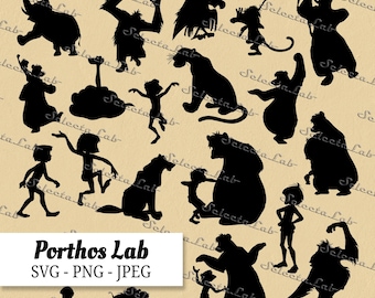Digital SVG PNG Jungle Book inspired, disney inspired, Mowgli inspired, cartoon characters, clipart, vector, silhouette, instant download