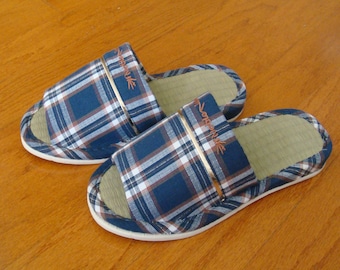 Japanese house slippers wide width natural tatami for men