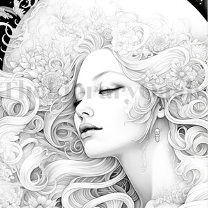10 Moon Goddess Coloring Pages / Celestial Coloring / Printable PDF ...