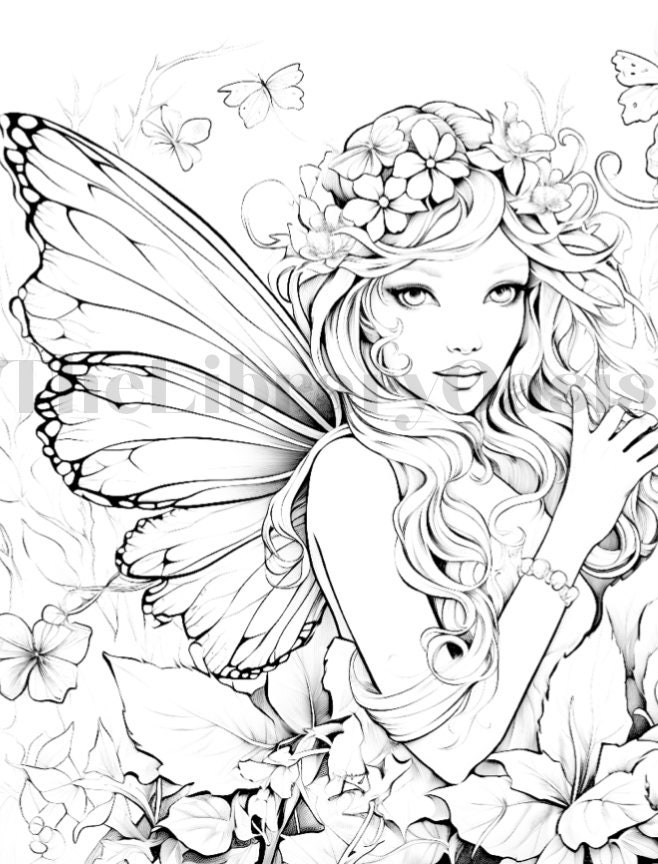 10 Fairy Coloring Pages / Adults & Kids / Printable PDF / Instant ...