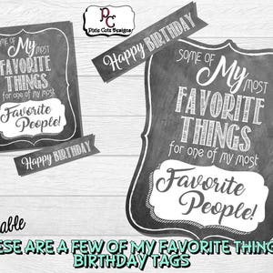 A few of my favorite things Happy Birthday tag; My favorite things birthday tag; birthday tag; favorite things birthday gift tag; BD1