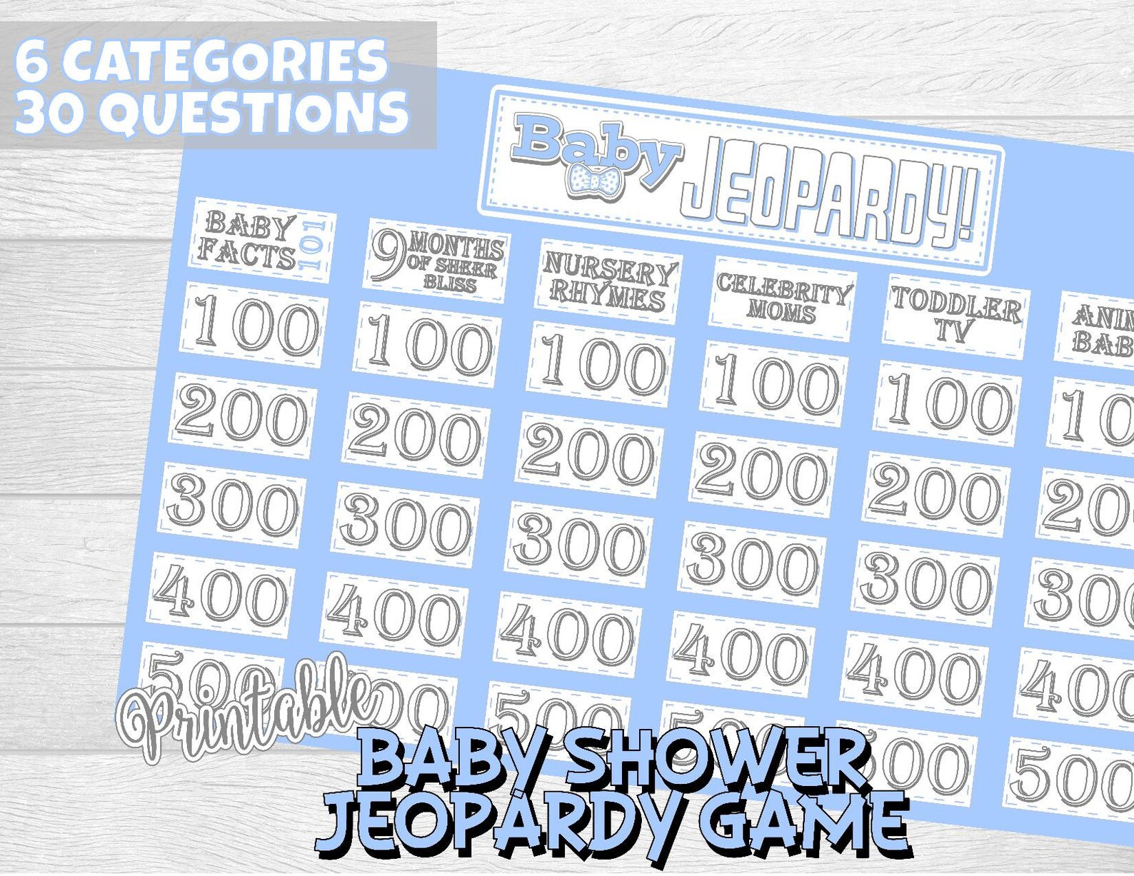 Baby Shower Jeopardy Game Baby Boy Shower Games Shower Group Etsy