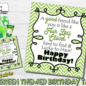 Green Themed Birthday Printable Gift Tag; color themed gift tag; color themed tag; birthday tag; BD1