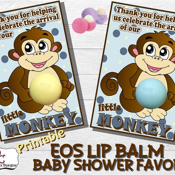 EOS lip balm baby shower favor; Little monkey EOS baby shower; Jungle baby shower favor; Jungle baby shower; EOS; bsf305