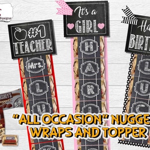 All Occasion Nugget Wraps; candybar wraps; baby shower favor; teacher appreciation; thank you; teacher gift; GEN1