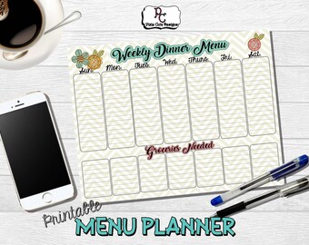Menu Planner; Printable menu planner; kitchen organization; mom printables; grocery list; grocery organization; recipe organization