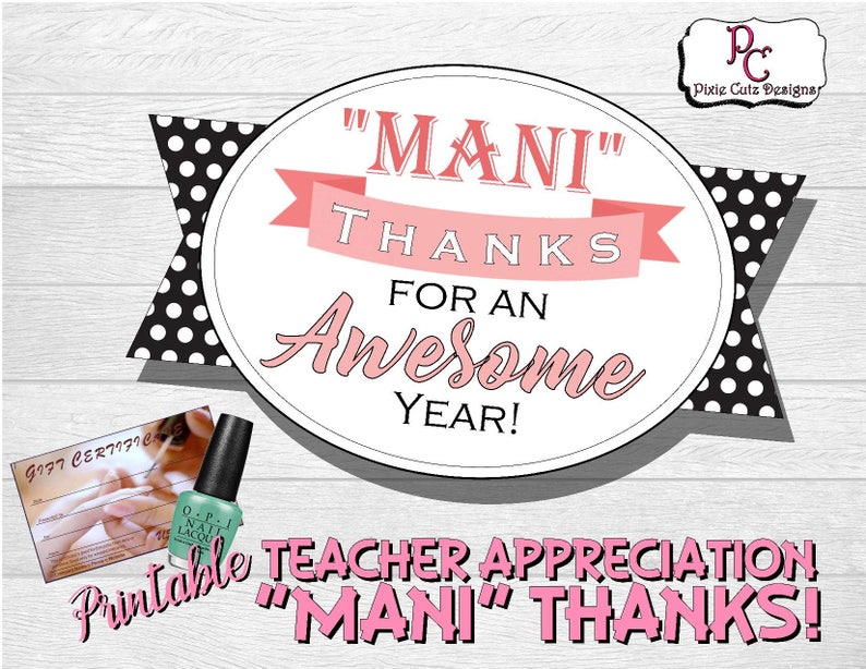 MANI Thanks Teacher Appreciation Printable Tag Taend1 - Etsy