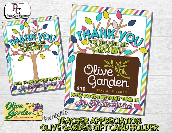 Olive Garden Gift Card Holder Teacher Gift Teacher Etsy