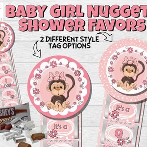 Baby show nuggets wrappers; It's a girl favors; Baby girl shower favor; Little Monkey baby shower favor; Hershey Nuggets baby shower favor
