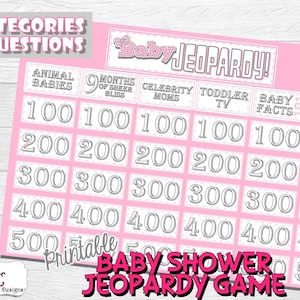 Baby Shower game; Baby shower Jeopardy game; baby girl shower game; baby shower games; Jeopardy baby shower game; Jeopardy game; Jeopardy