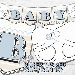 LARGE Baby Banner; Baby Boy Banner; Baby Shower Banner; Cloth Diaper Banner; Clothesline Banner; Printable Banner; Baby Boy Banner; DPR1