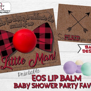 EOS baby shower favor; EOS holder; Plaid baby shower; EOS favor; Baby boy favor; Buffalo print favor; bsf305